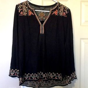 Lucky brand black embroidered top